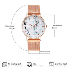 Fashion Rose Gold Mesh Band Marble Luxury Wrist Watch by Relogio Feminino