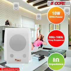 5Core Outdoor Speakers Stereo In Wall 100W Peak Passive Patio Home Wired Waterproof Audio System